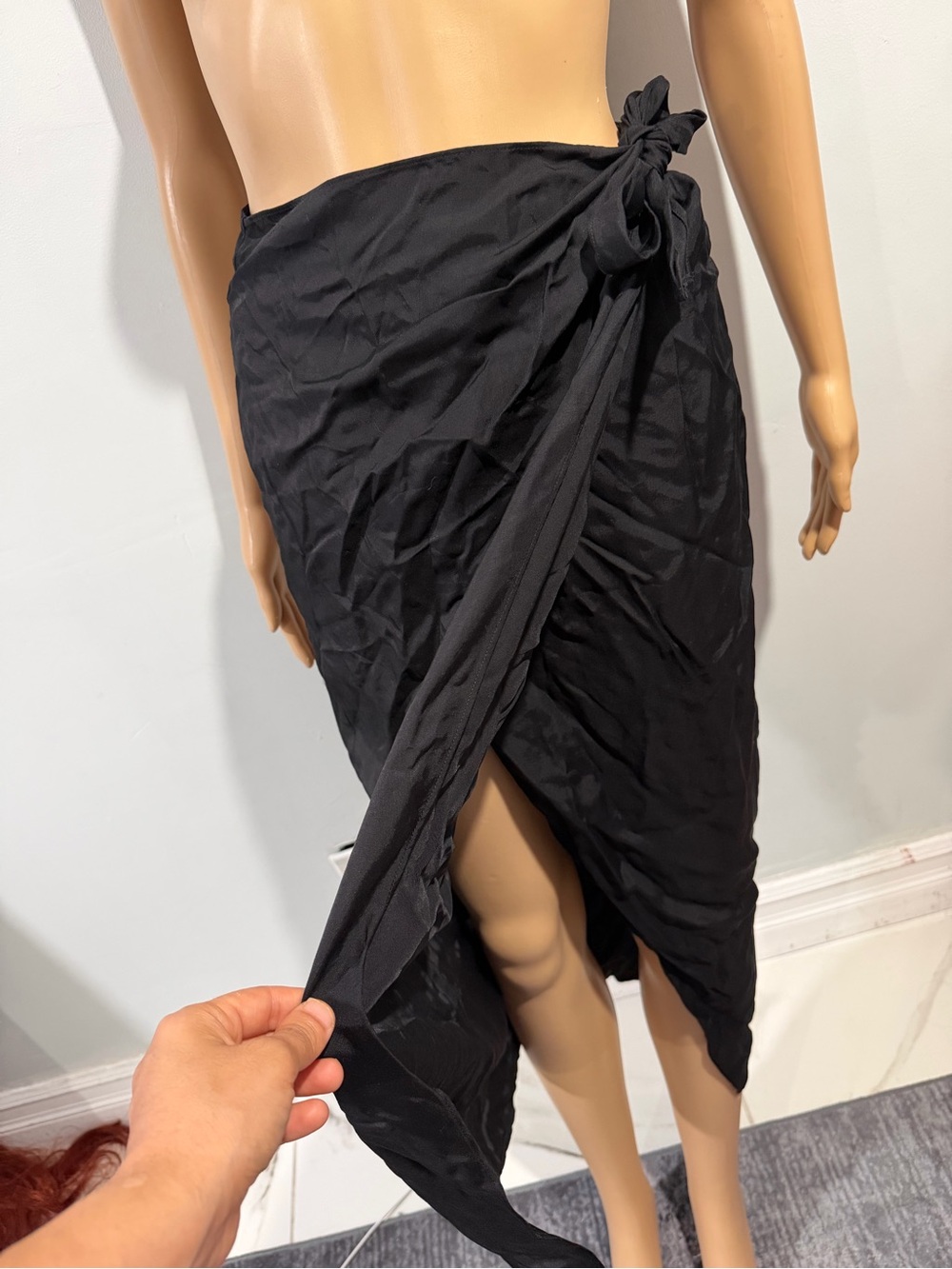 French Connection Black Skirt with Red Waistband